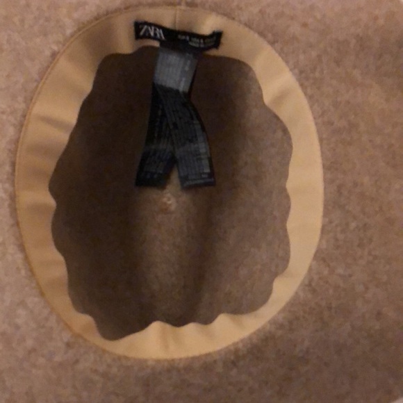 Zara Camel Beige & White Flower Wool Blend Wide Brim Hat Size S NWT - Picture 9 of 12